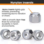 HirtuOtter 304SS Nylon Insert Hex Lock Nuts Coarse Thread (50 PCS) 6#-32