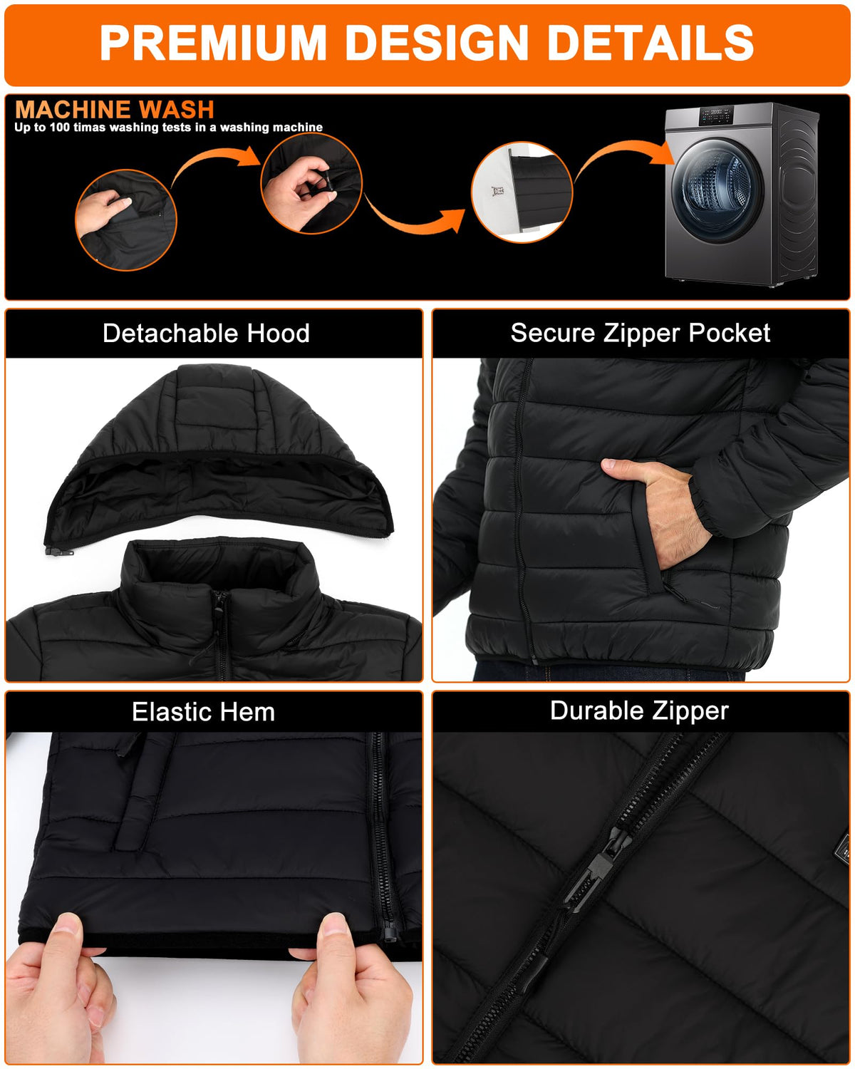 Heated Jackets for Men with Battery Pack, Electric Warm Down Coat