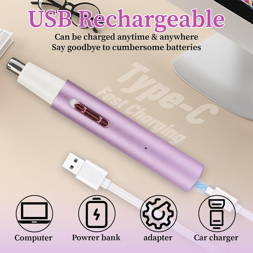 2026 Rechargeable Nose & Ear Hair Trimmer, Dual-Edge Blade Electric Clipper for Women Men, Facial & Eyebrow Hair