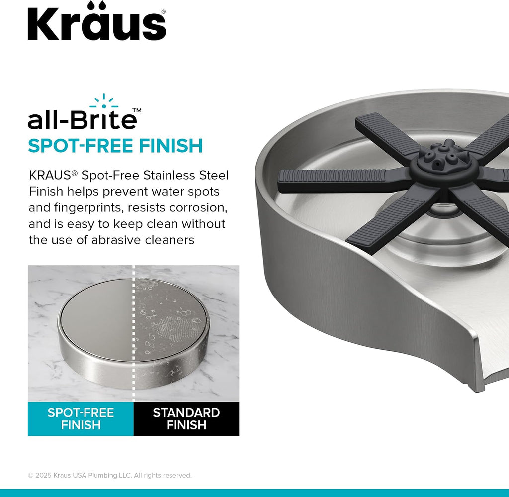 CleanMate Glass Rinser for Kitchen Sink in Spot-Free Stainless Steel Color Finish, KGR-500SFS