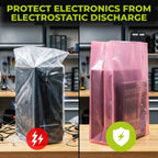15" x 9" x 24" Pink Anti-Static Poly Bags, Pack of 15 - ESD Safe 4 Mil Plastic Bags for Electronics & Computer Parts