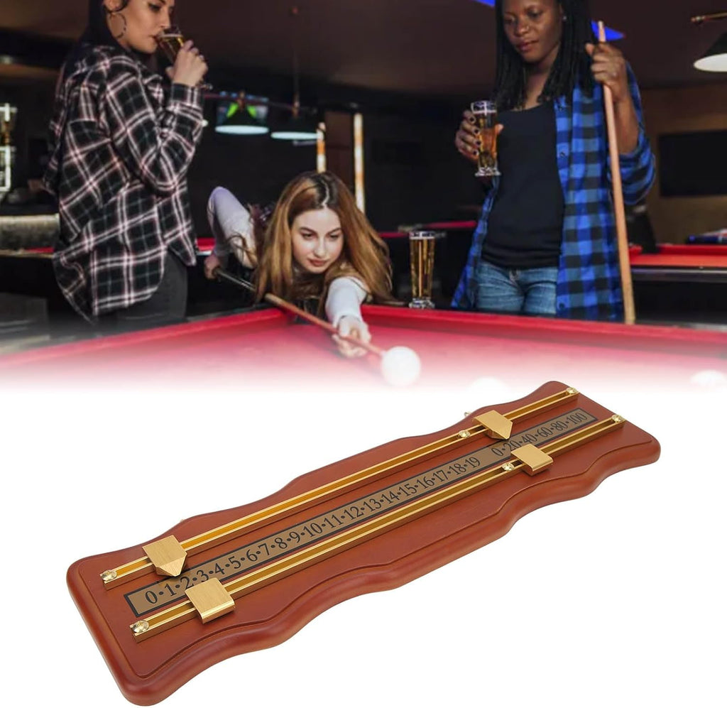 Billiard Score Board with 2-Track Wavy Design, Medium Density Fiberboard Pool Score Keeper, Brown Billiard Scorer for