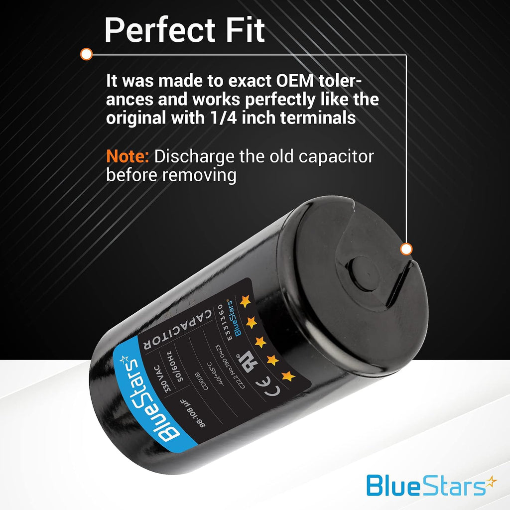 BlueStars 88-108 uF MFD 330 VAC Motor Start Capacitor Replacement