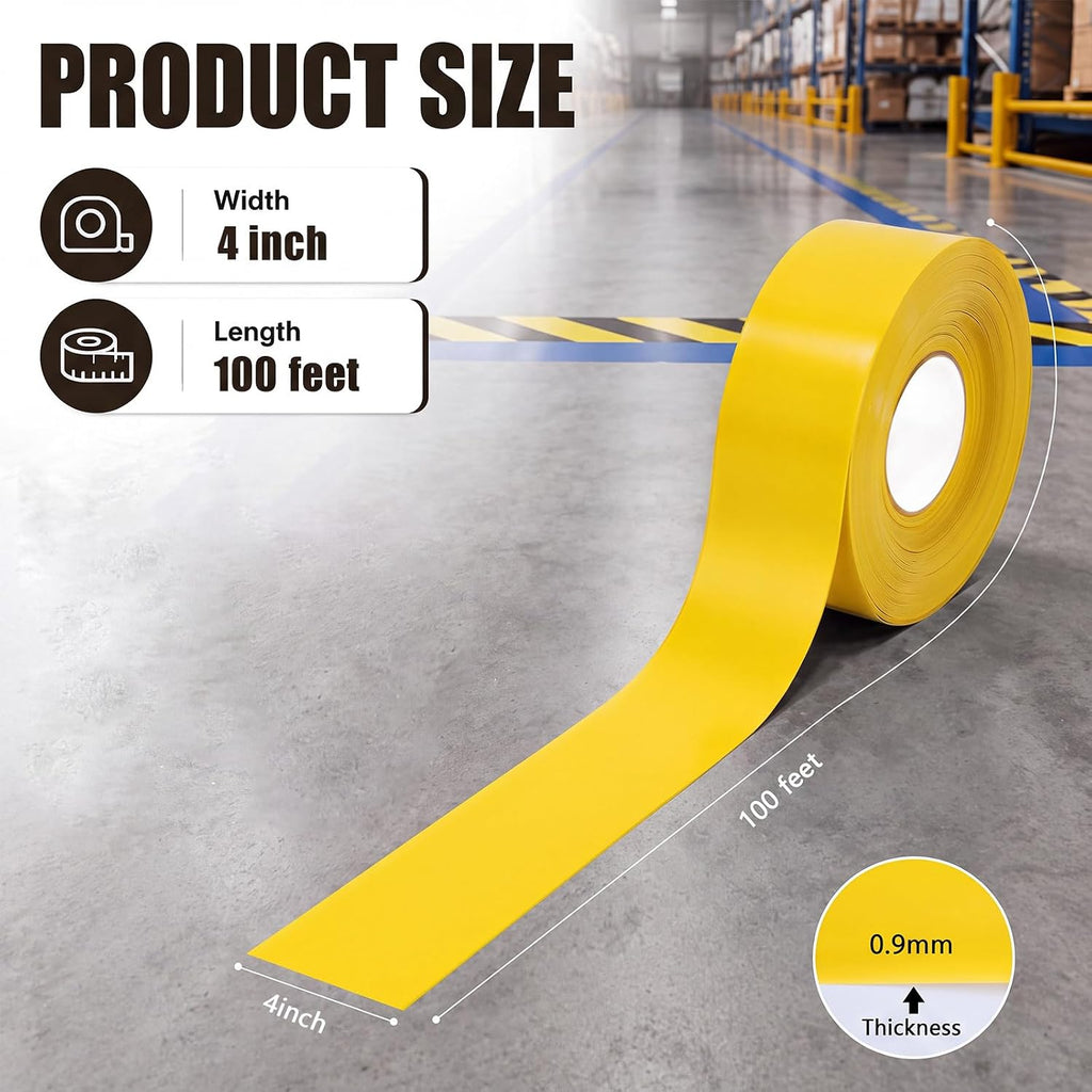 Industrial Floor Marking Tape for Industrial,Yellow,4" x100'
