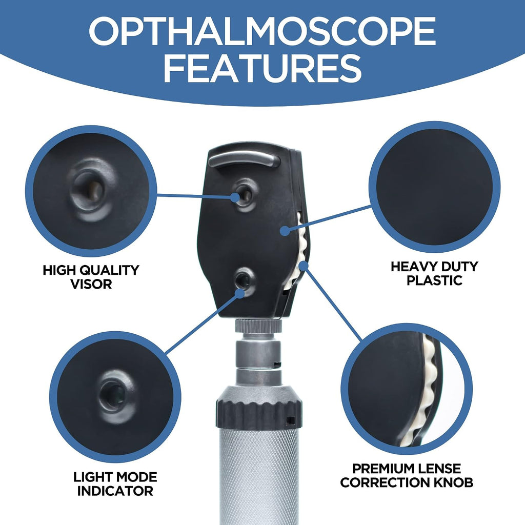 Otoscope Oph Diagnostic Set - 36 Piece Medical and Nursing Student Otoscope/Opthalmoscope Diagnostic Kit - with