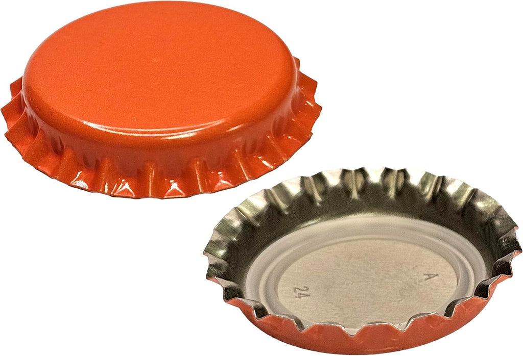 144 Oxygen Absorbing Beer Bottle Caps | 26mm Pry-Off Orange Standard Homebrew Bottle Tops for Glass Bottles |