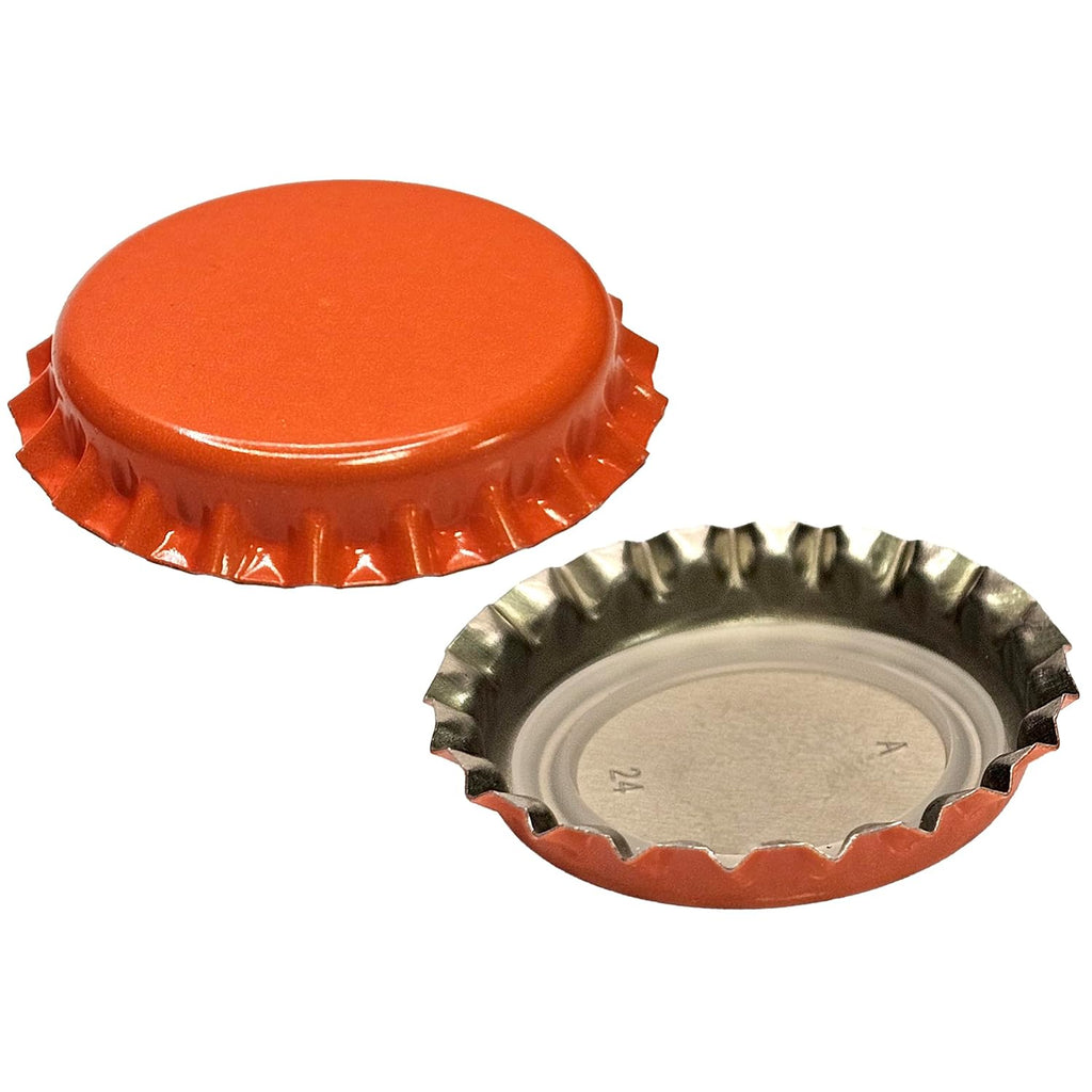 144 Oxygen Absorbing Beer Bottle Caps | 26mm Pry-Off Orange Standard Homebrew Bottle Tops for Glass Bottles |