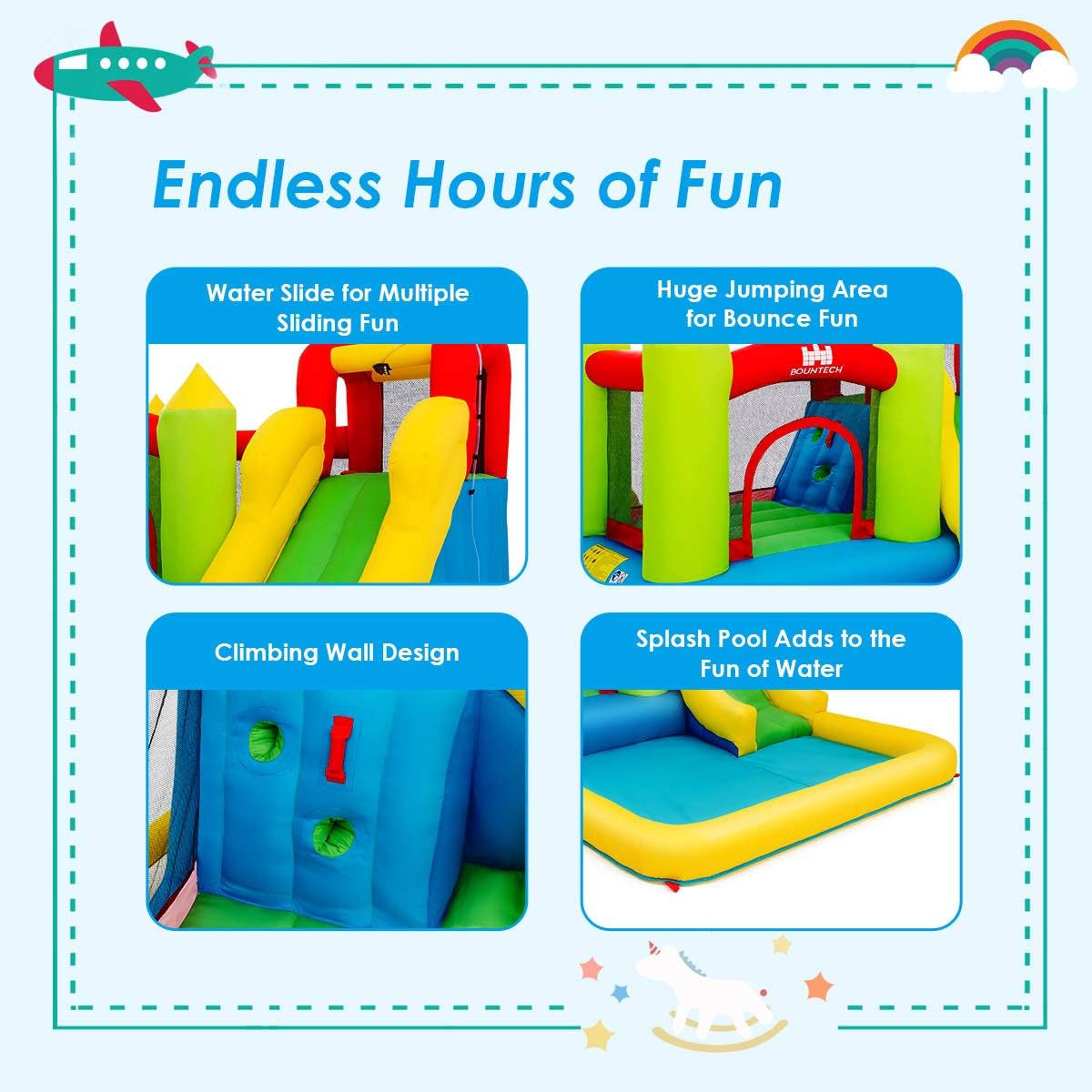 Inflatable Water Slide, 12 x9FT Kids Water Park Jump Castle Wet Dry with Splash Pool, Water Slides Inflatables for