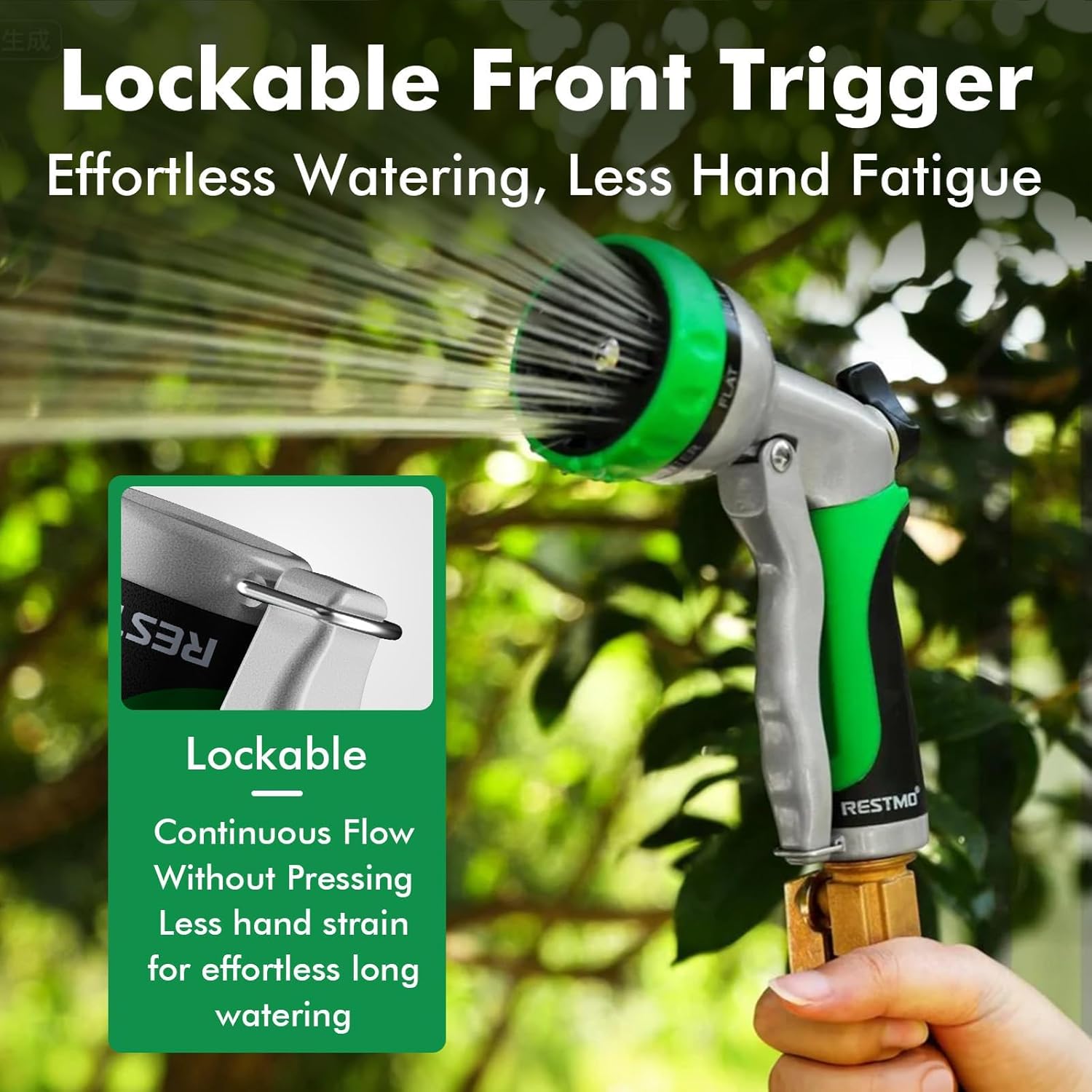 Garden Hose Nozzle, Heavy Duty Metal Water Hose Nozzle with 7 Adjustable Spray Patterns, High Pressure Hand Sprayer