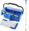 Professional Window Cleaning Kit with Bucket 3 Gallon, 76" Long Handle Window Squeegee and Microfiber Scrubber, High