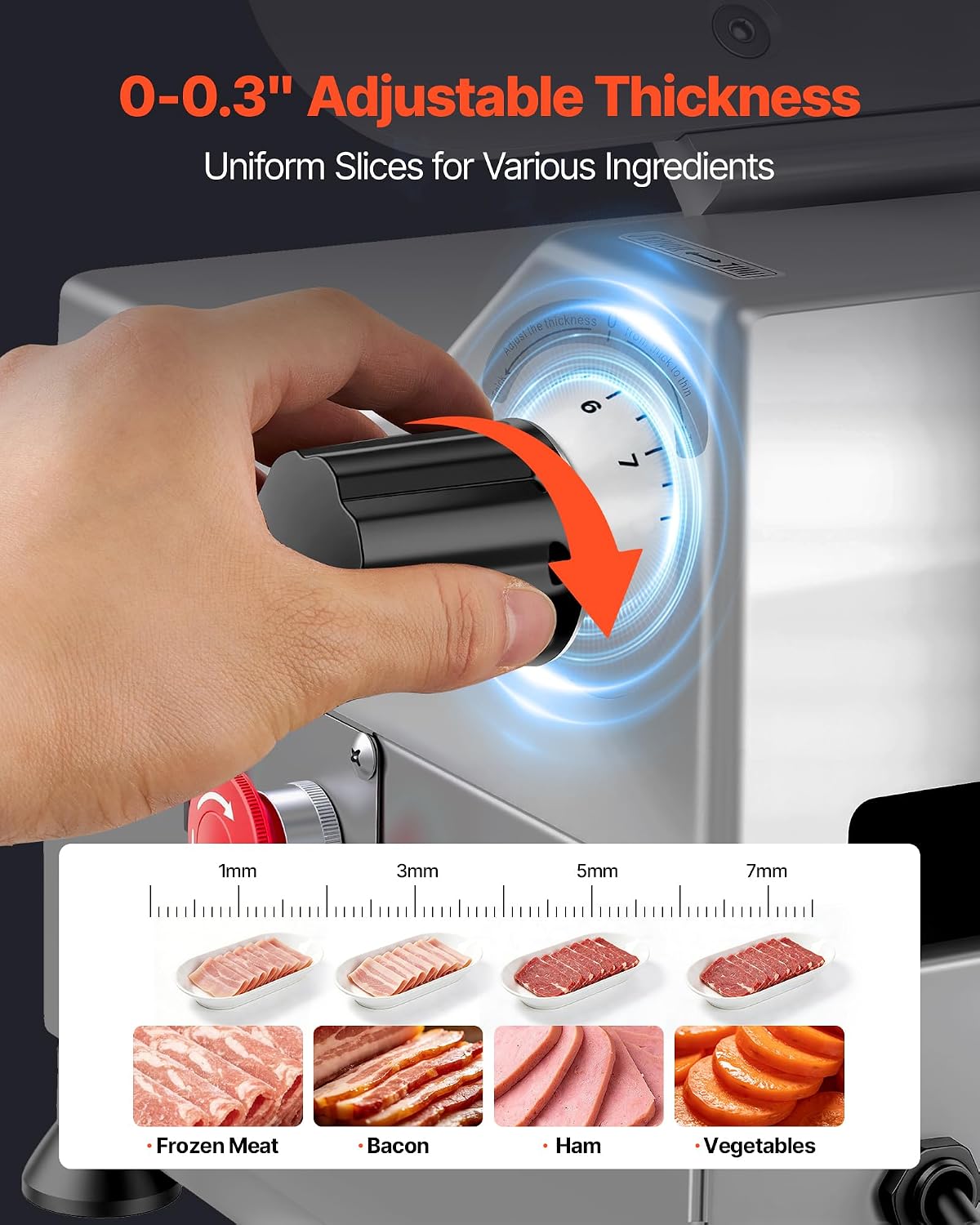 Fully Automatic Meat Slicer, 180W + 370W Commercial Food-Slicer with 10" Carbon Steel Blade, Built-In Sharpener &