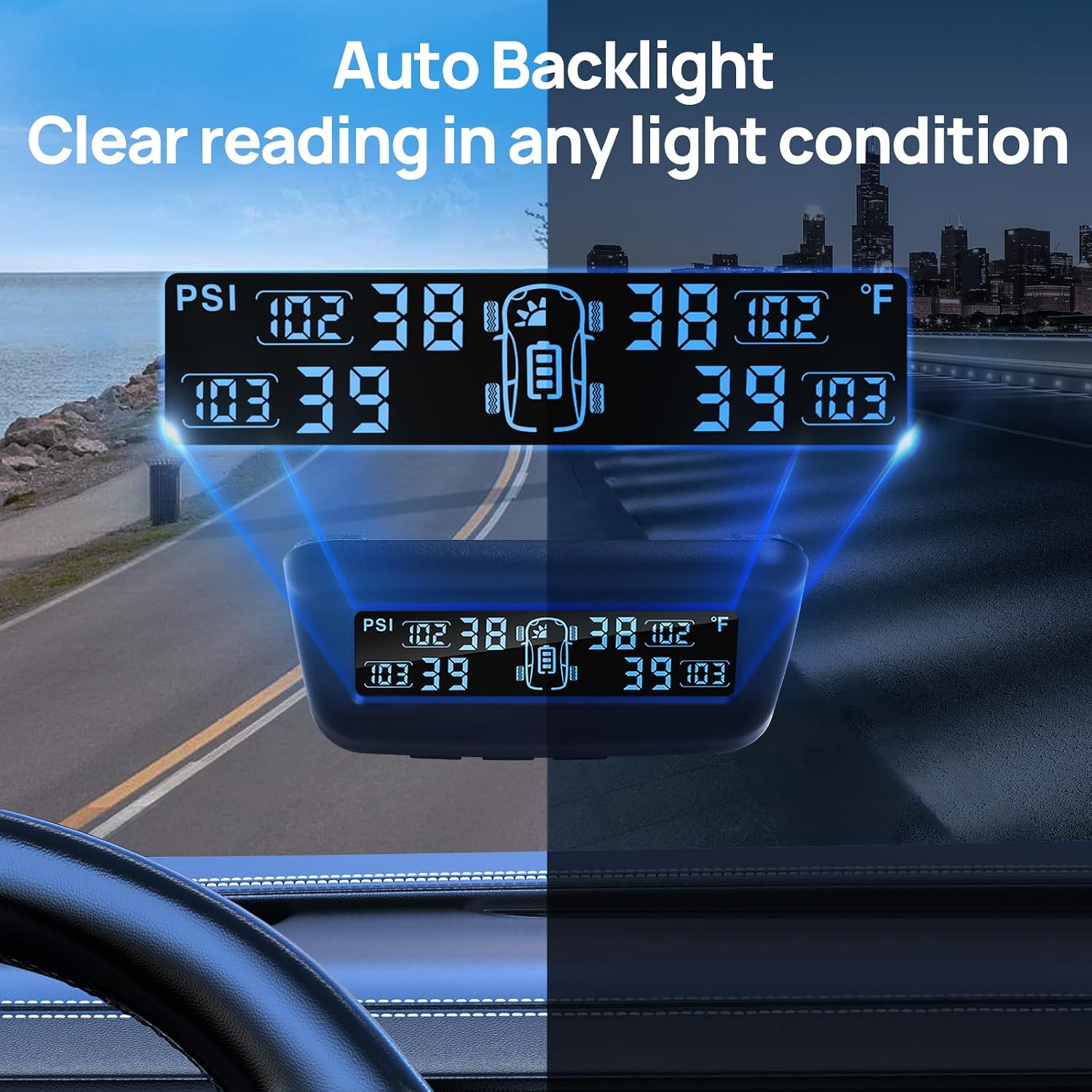 M13 Tire Pressure Monitoring System, RV/Trailer TPMS with 4 Sensors | Solar Charging, Auto Calibration, LCD Display