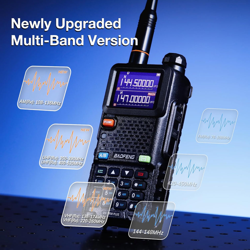 UV-5RM Plus Ham Radio, 10W Long Range Dual Band Two Way Radio | UHF VHF NOAA FM AM(Airband) 1.25M Receiver, 2500mAh