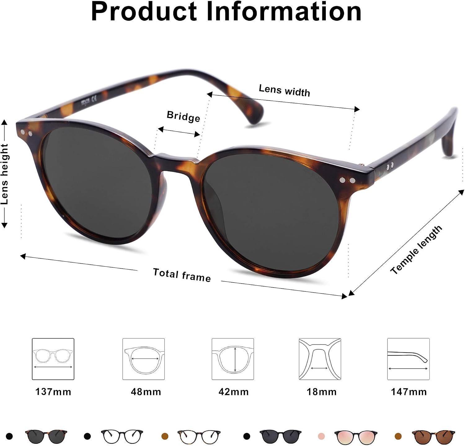 Small Round Classic Polarized Sunglasses for Women Men Vintage Style | UV400 Lens Lightweight Design Comfortable and