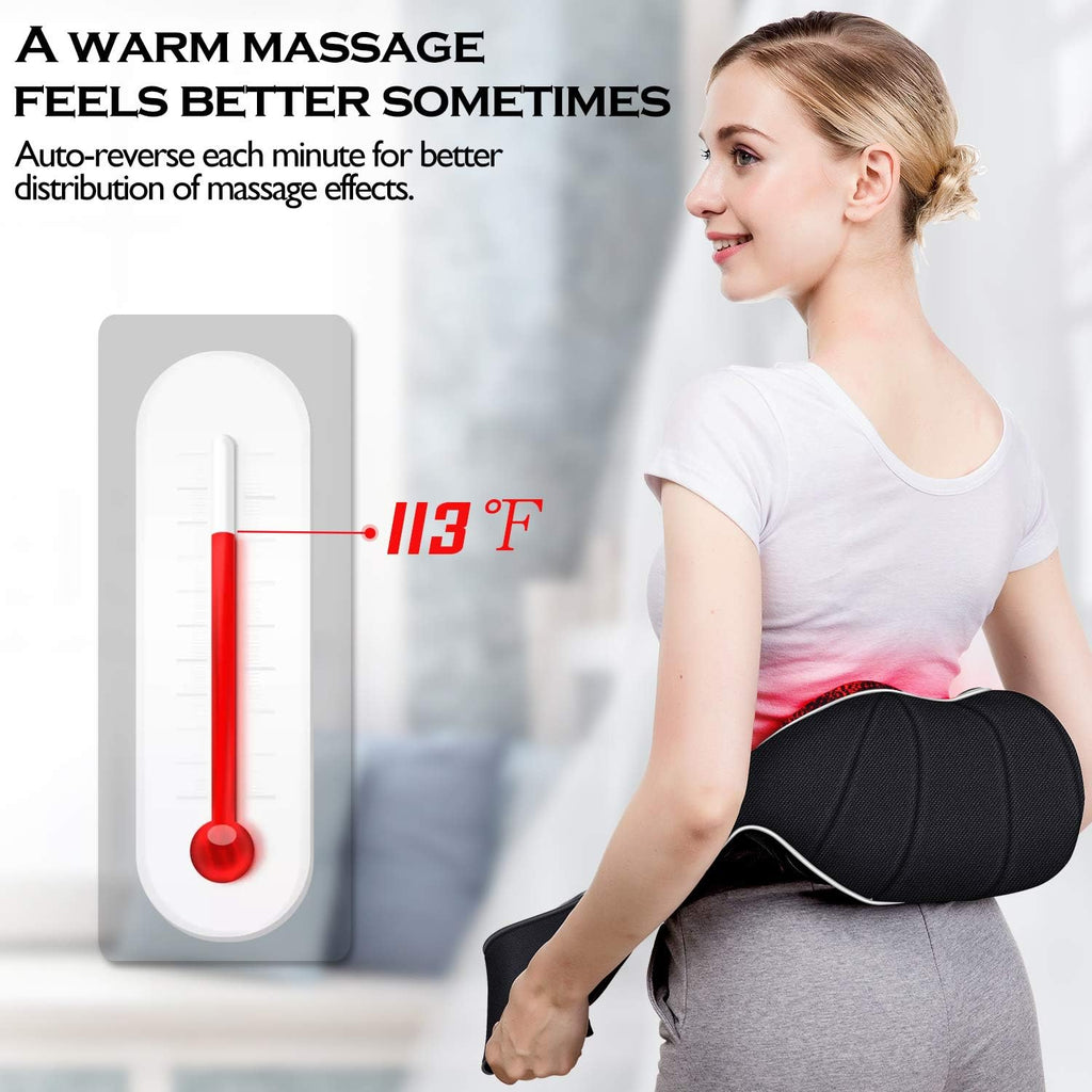 Christmas Women Men Gifts, Shiatsu Neck and Shoulder Massager with Heat Deep Tissue Kneading Sports Recovery
