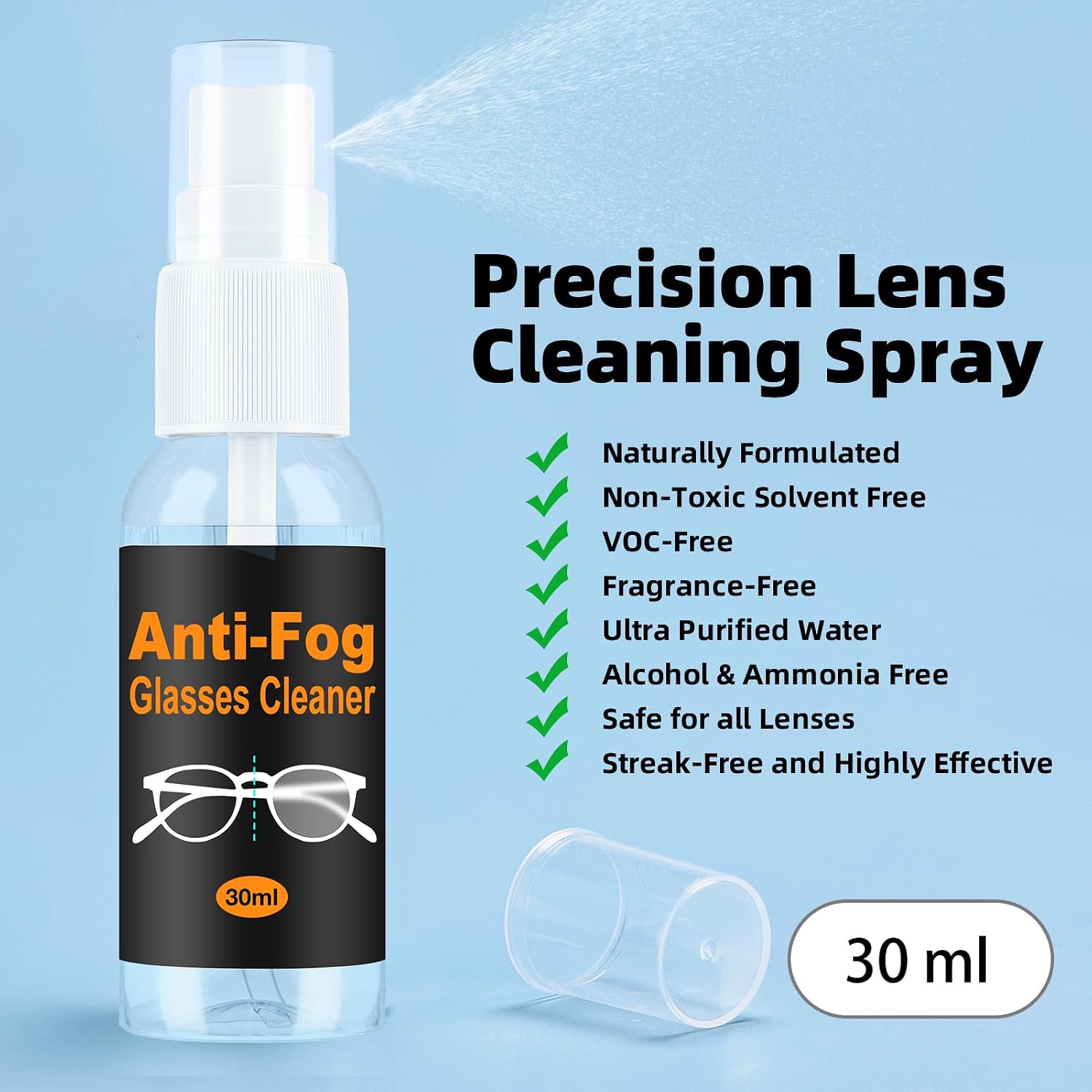 Glasses Cleaner Eyeglass Cleaning Kit with Anti Fog Spray, Microfiber Cloth | Streak-Free Cleaning Pads，Lens Wipes