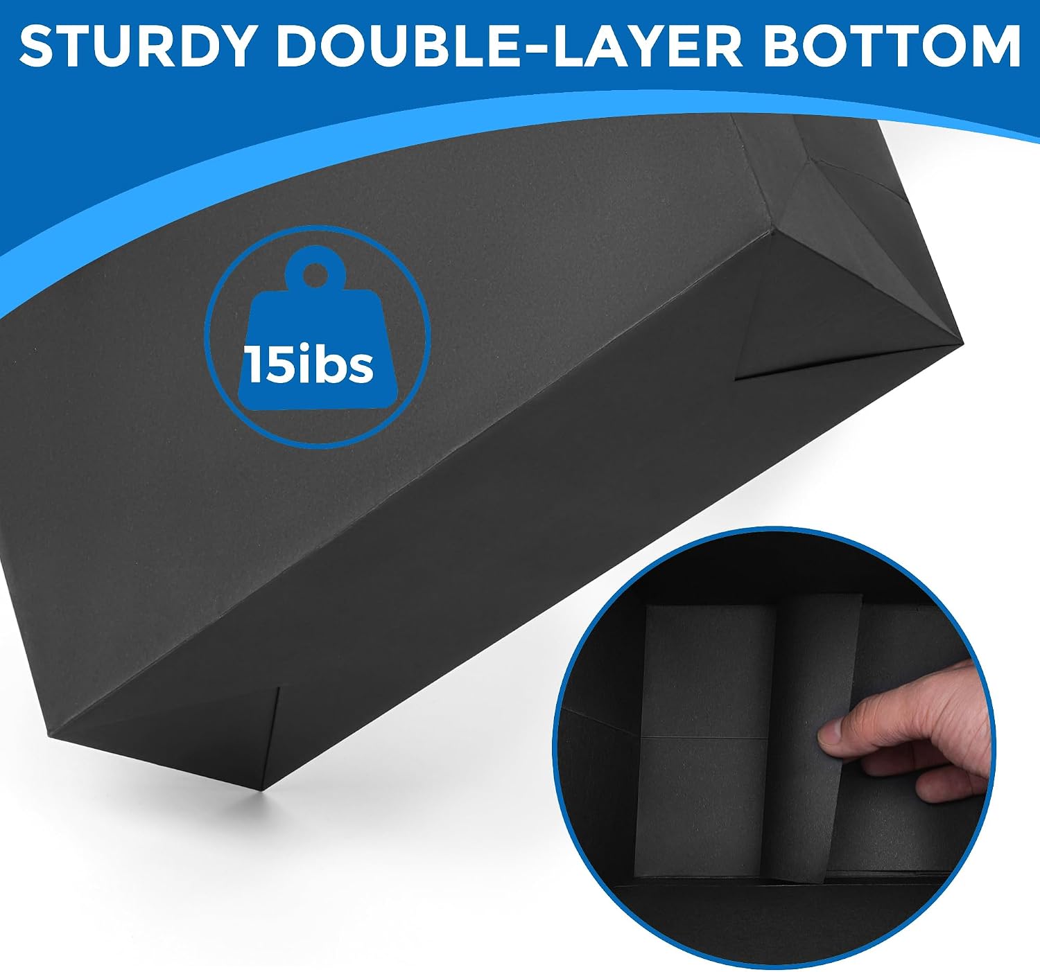 Extra Large Black Gift Bags: 2pcs 16x6x12 Inch Gift Bags With Handle For Birthday Wedding Party Business (With Black