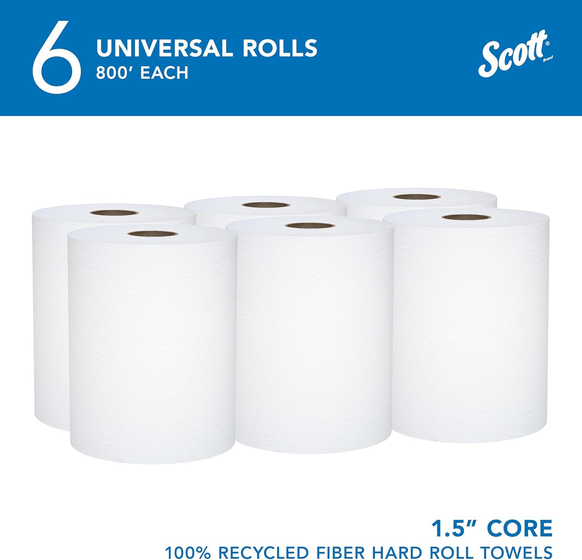 Hard Roll Paper Towels, Bulk, 6 Rolls x 800' (56158)