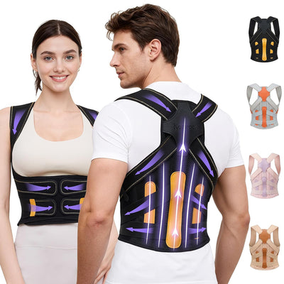 Posture Corrector for Women and Men, 5 Full Back Support Brace Rods, Adjustable Shoulder Straightener, Relief for