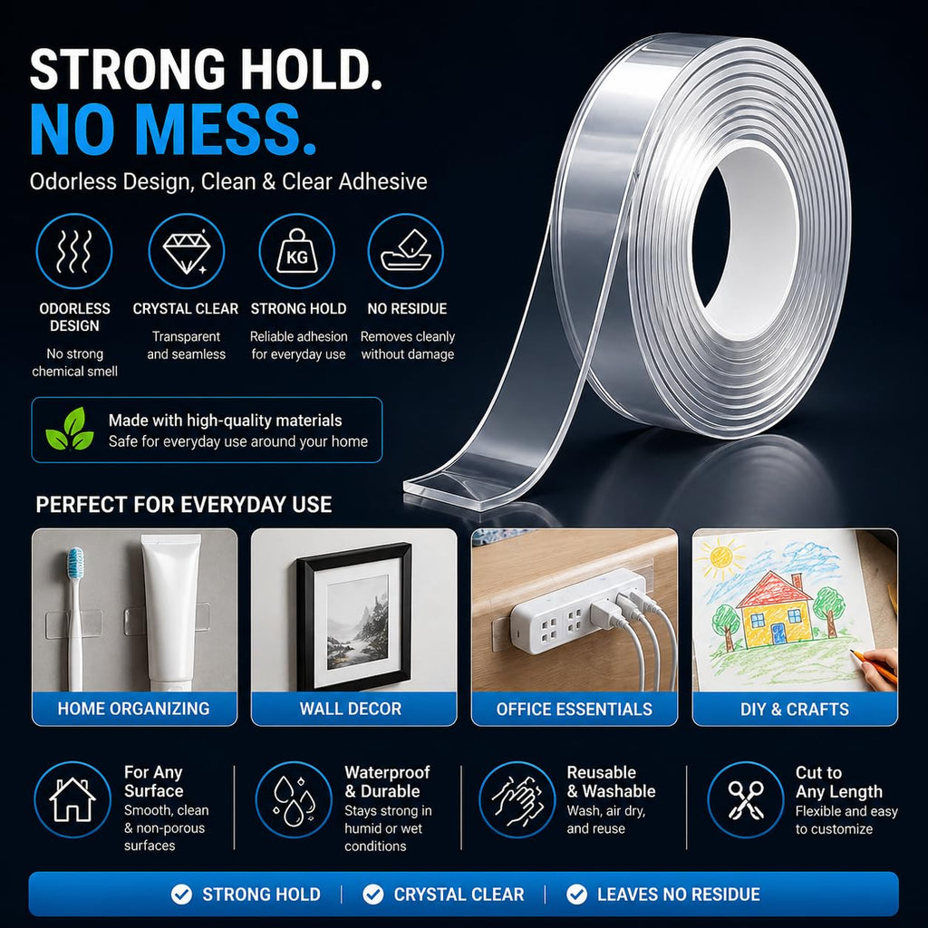 Nano Double Sided Tape, Removable Reusable Mounting Tape