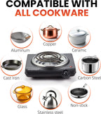 ESB100B Single Coiled Burner Hot Plate, Countertop, Black