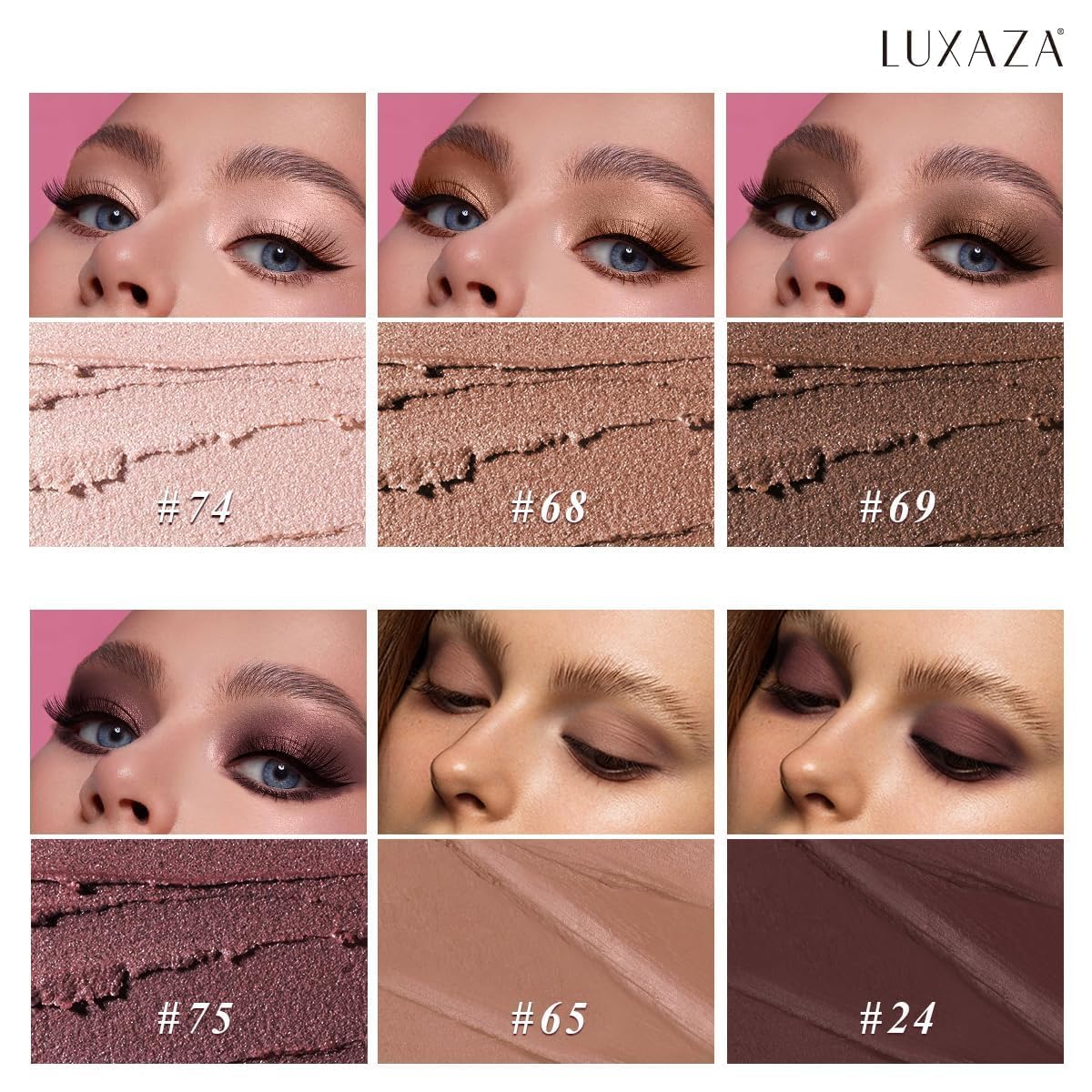 Neutral Eyeshadow Stick Makeup 6PCS Set, Brown Nude Metallic Shimmer Matte Cream Eye Shadow Palette Eyeliner