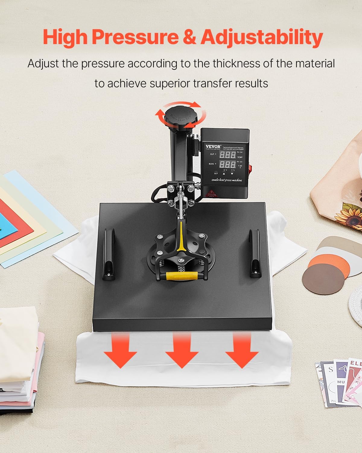 2 in 1 Heat Press Machine for T Shirts and Hats, 15x15 Inch Professional Swing Away Digital Tshirt Press Machine for
