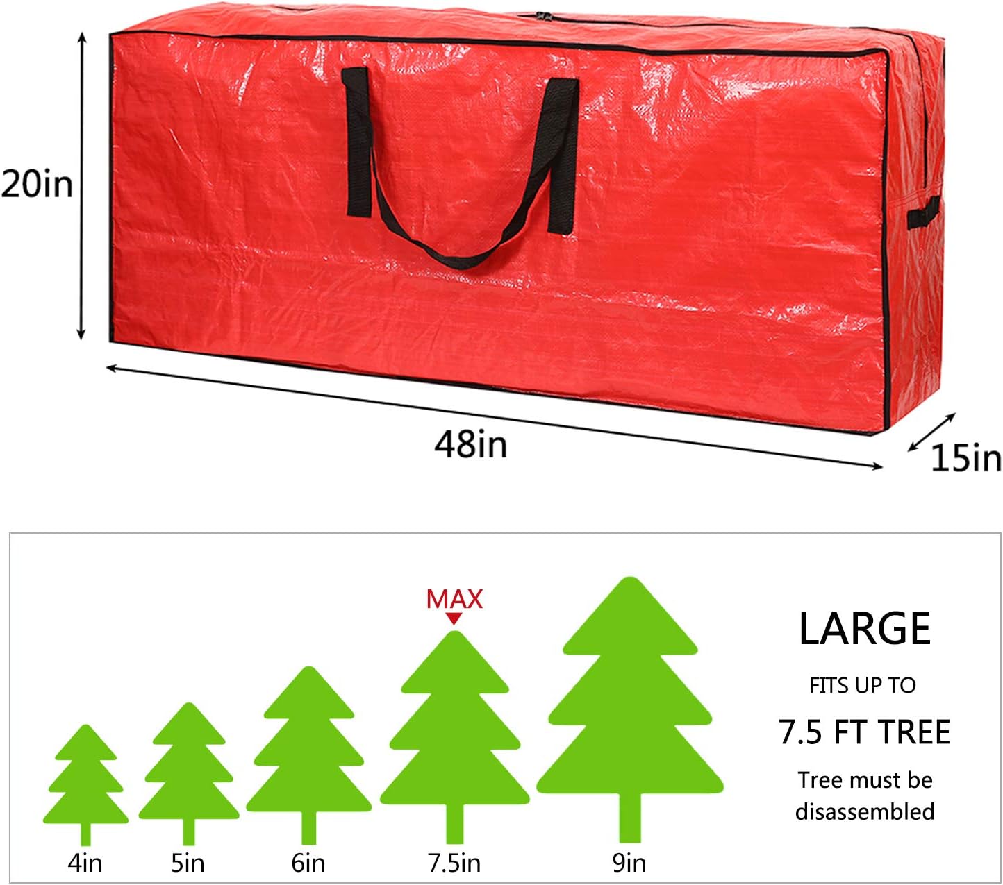 Christmas Tree Storage Bag - Fits Up to 7.5 ft Holiday Xmas Disassembled Trees with Durable Reinforced Handles & Dual