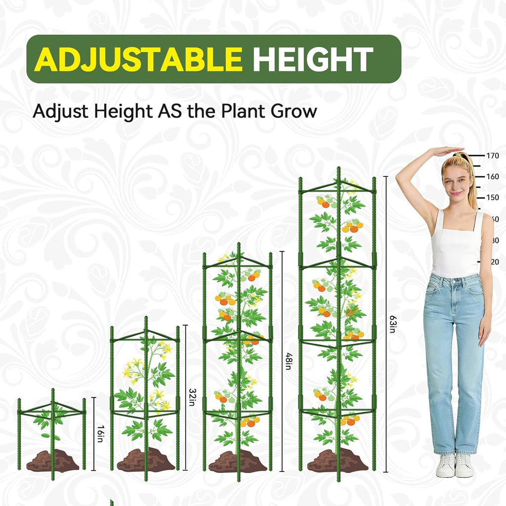 2 Pack Tomato Cages for Garden, Up to 48in Adjustable Tomato Cage, Garden Stakes Tomatoe Trellis for Pots, Tomatoes