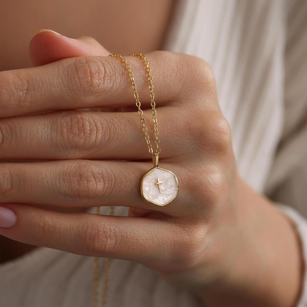 Graduation Gift for Her Cross Necklace for Women-Dainty Simple 14k Gold Plated Cross Pendant Cute Necklaces for Women