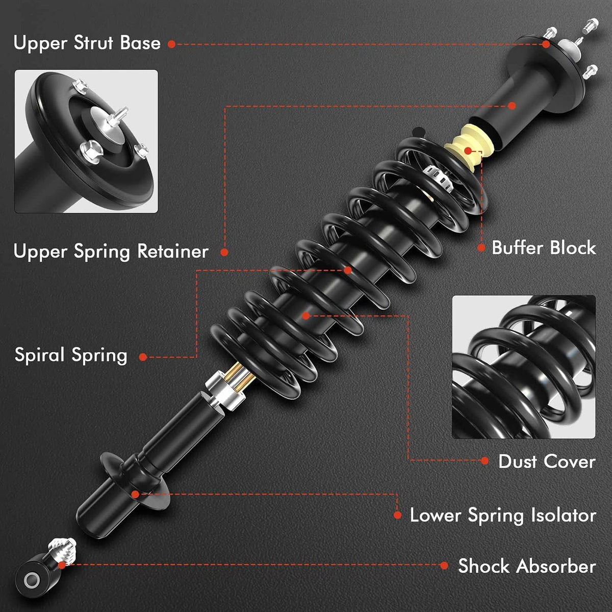 A-Premium Rear Shocks Compatible with Jeep & Dodge