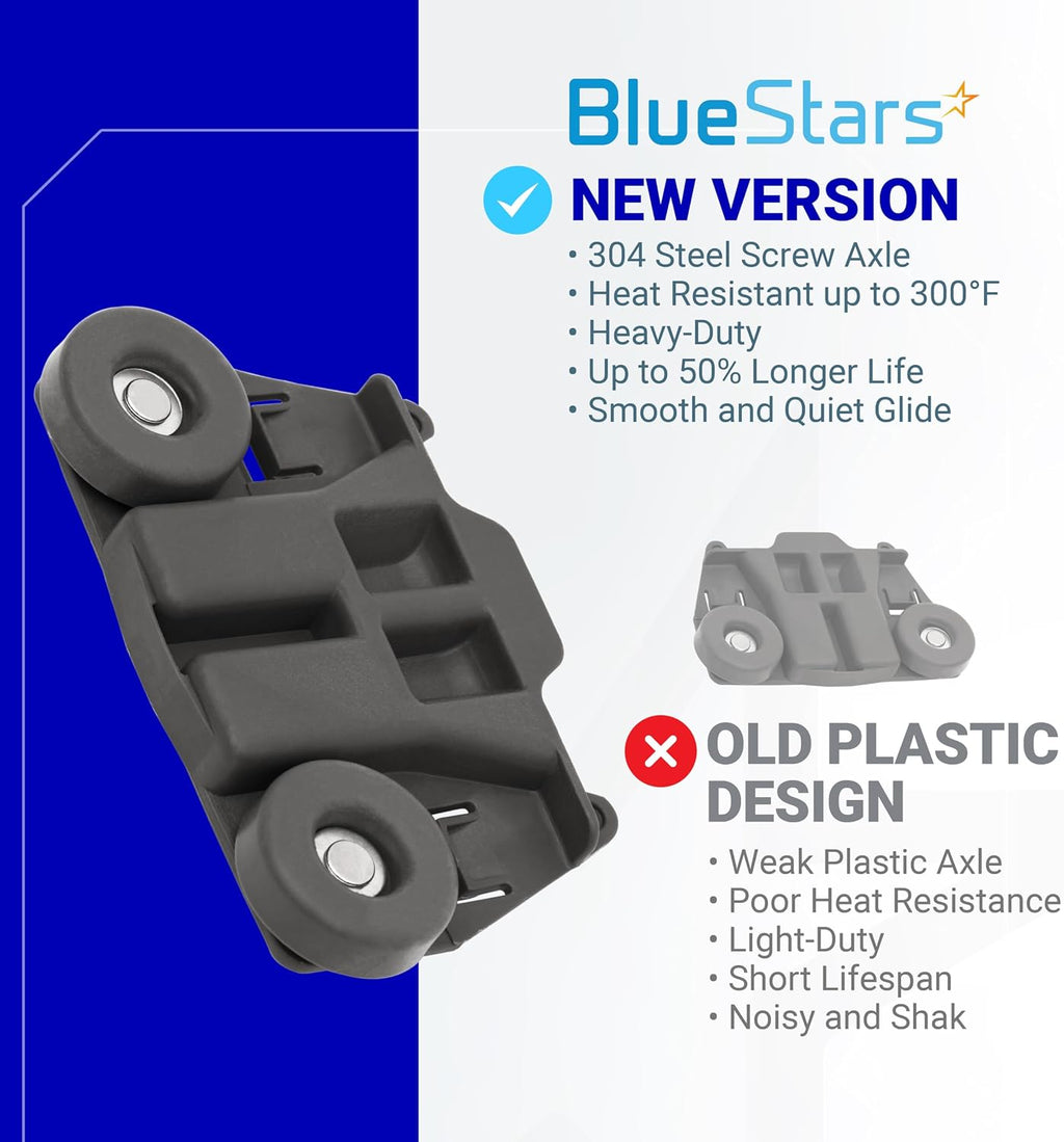 BlueStars 4-Pack W10195417 Dishwasher Lower Rack Wheel with Steel Screws