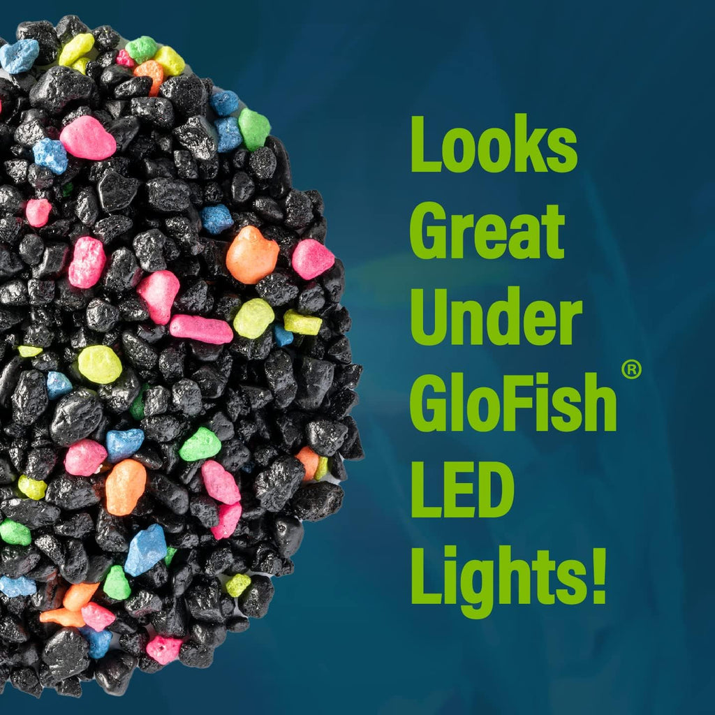 Aquarium Gravel, Fish Tank Gravel, Black With Fluorescent Accents, Compliments GloFish Tanks, 5 lb Bag