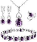 Women Jewelry Set Platinum Plated Necklace Open Ring Earrings Bracelet Set,Birthday/Anniversary Mother’s Day Jewelry