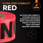 3 Mil Red Danger Tape – (6 Rolls)