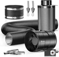 6" Air Filtration Kit: 6 Inch Inline Duct Fan with Speed Controller, 12" High Carbon Filter, 8 Ft Ducting & Rubber