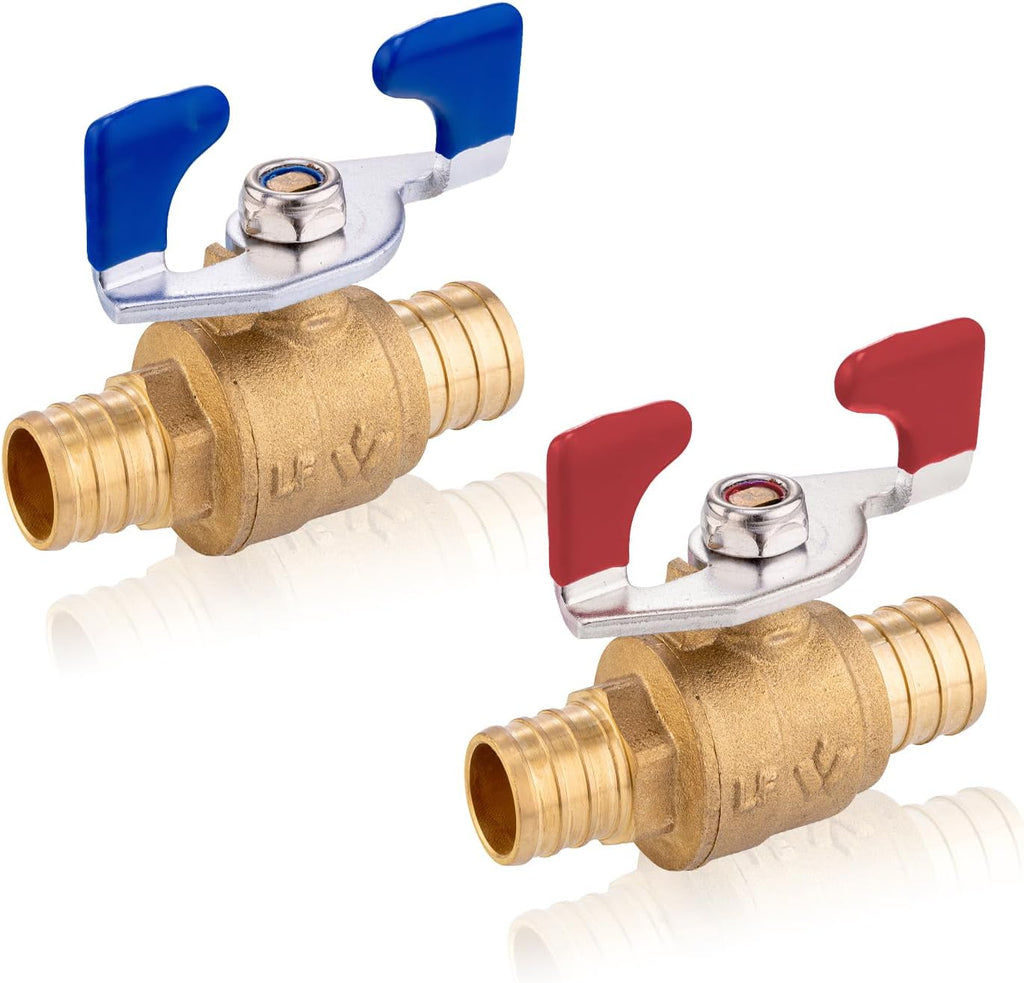 2PACK GUOFIS 3/4"PEX Shut off Ball Valve,Butterfly Handle(VALVE164-2)