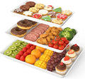 White Plastic Serving Trays 3 Pack, Rectangle Appetizer Platters for Party