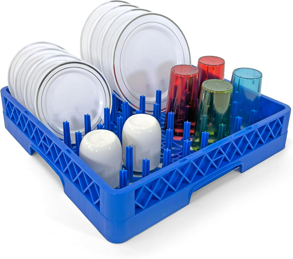 Peg Plate Rack for Commercial Dishwasher | Full Size Tray Rack | Polypropylene (Blue)