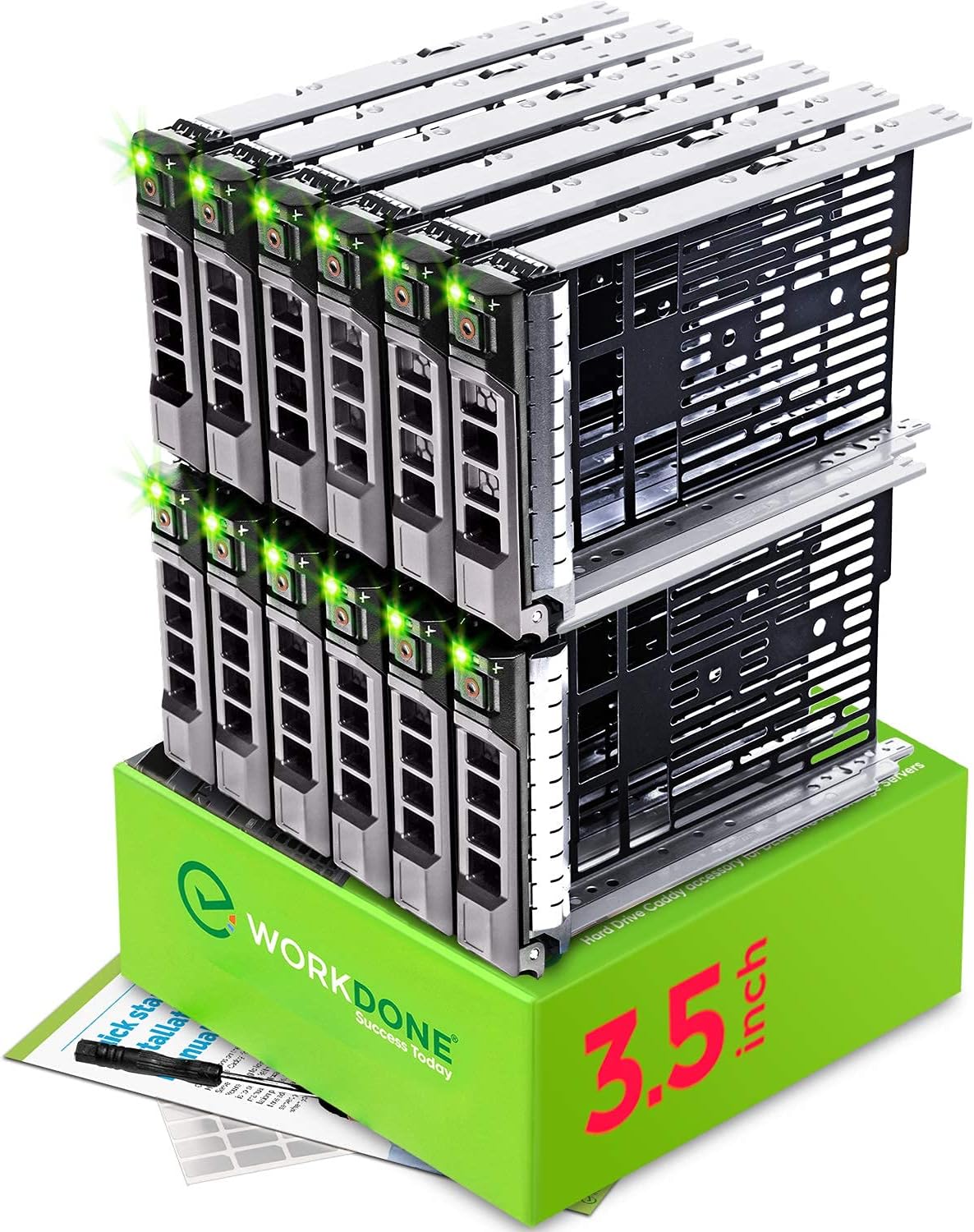 WORKDONE 12-Pack 3.5" LFF Caddy - fits Dell PowerEdge 13-11th Gen F238F