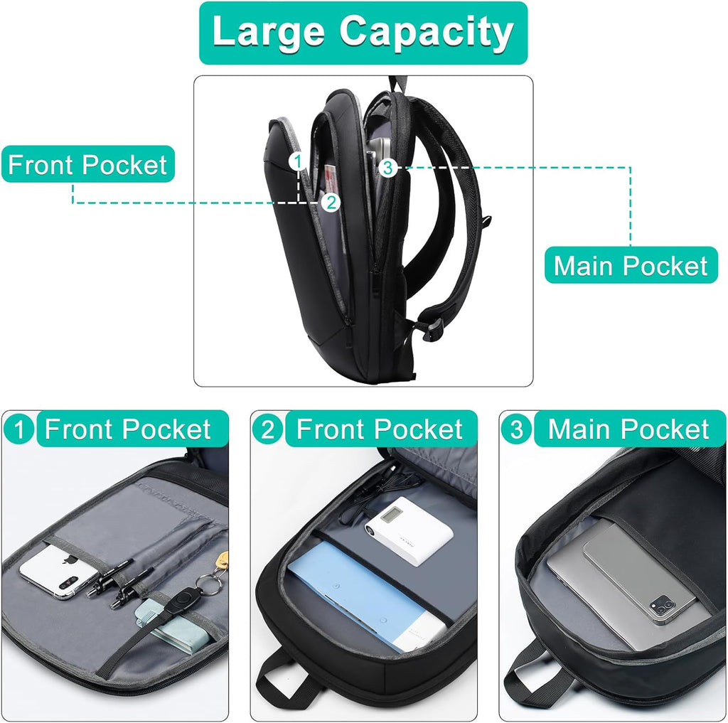 Business Backpack for Men 17 Inch,Slim & Expandable Waterproof Travel Laptop Backpack with USB Charger