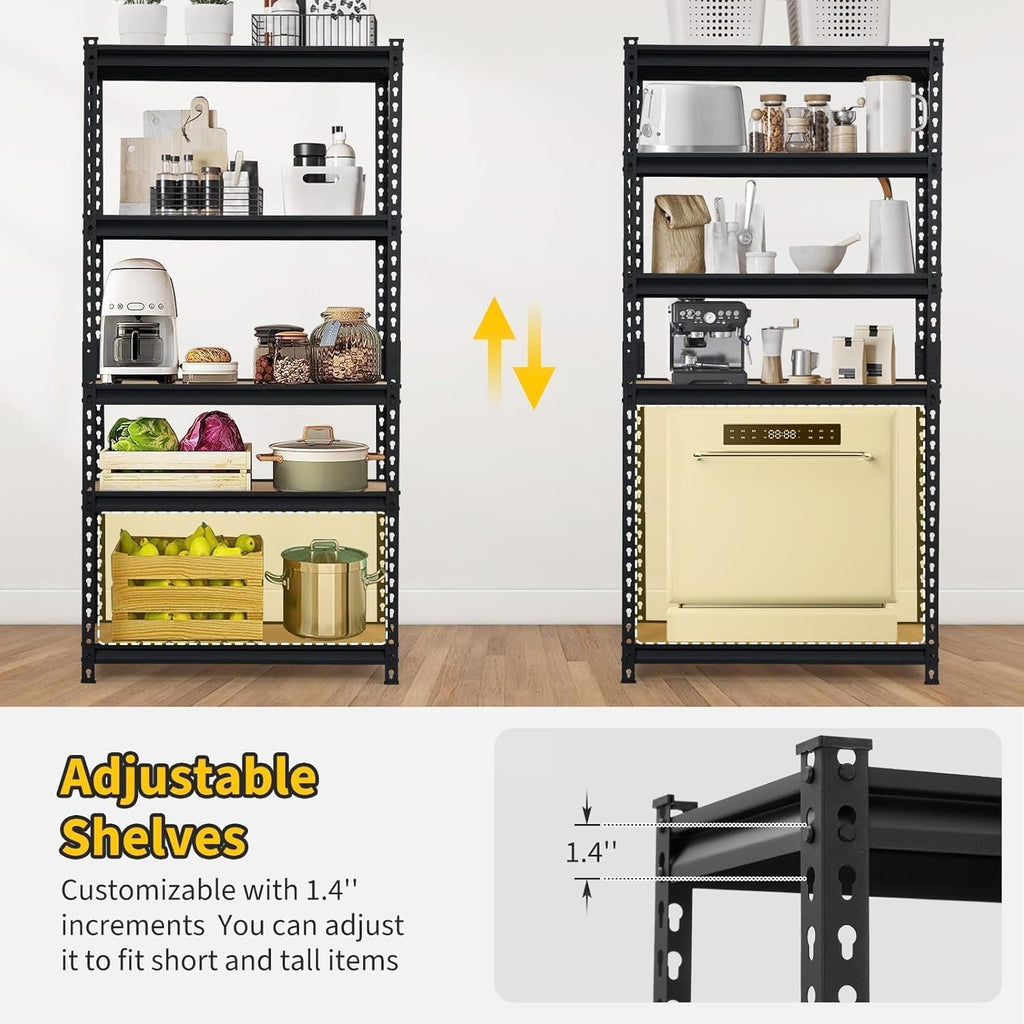 Storage Shelving Unit, 5-Tier Adjustable Metal Storage Shelves, 48" L x 24" W x 72" H Heavy Duty Garage Storage