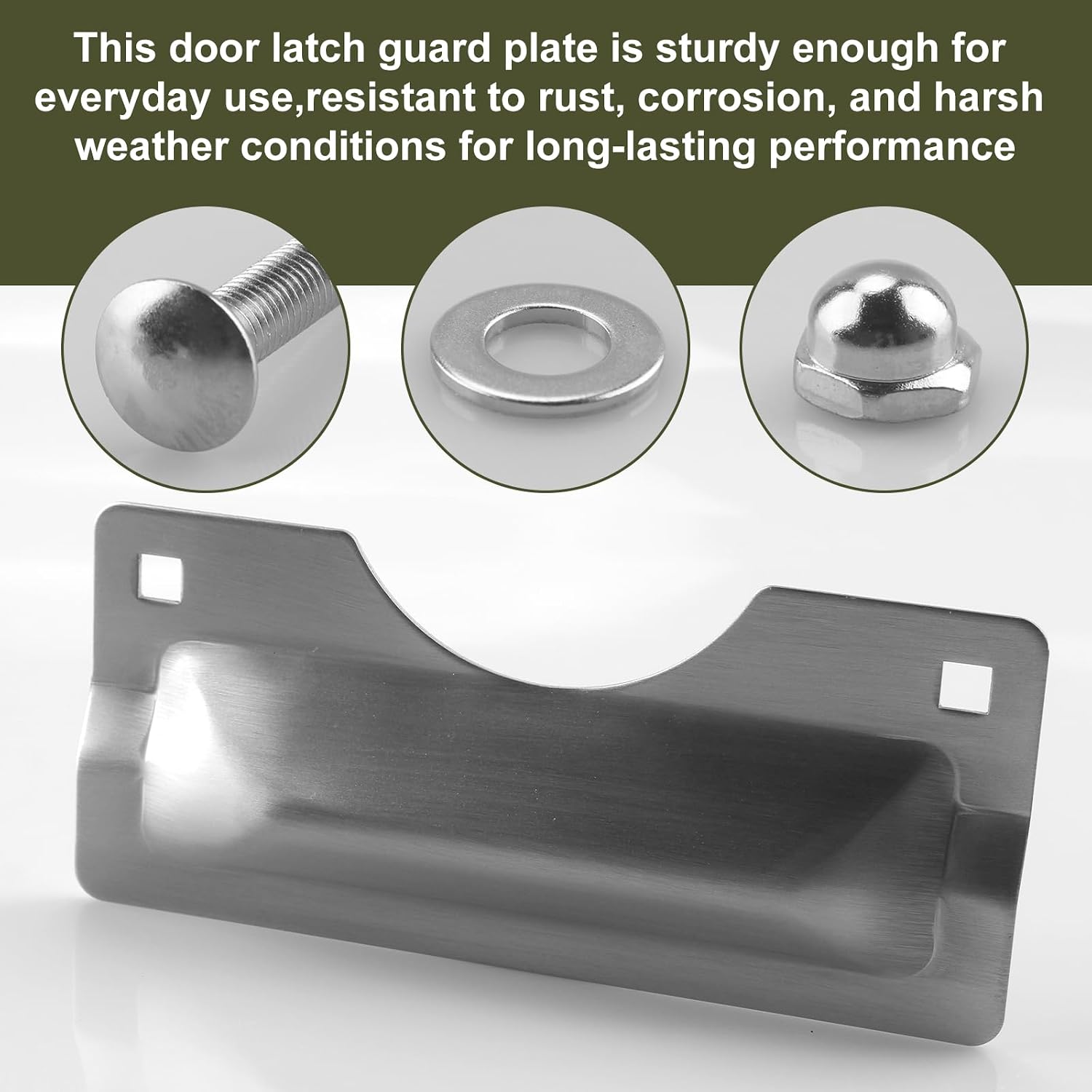 U 9496 Latch Guard Plate Cover 3x7in. Protect Against Forced Entry(1Silver) | Stainless Steel Door Security Strike