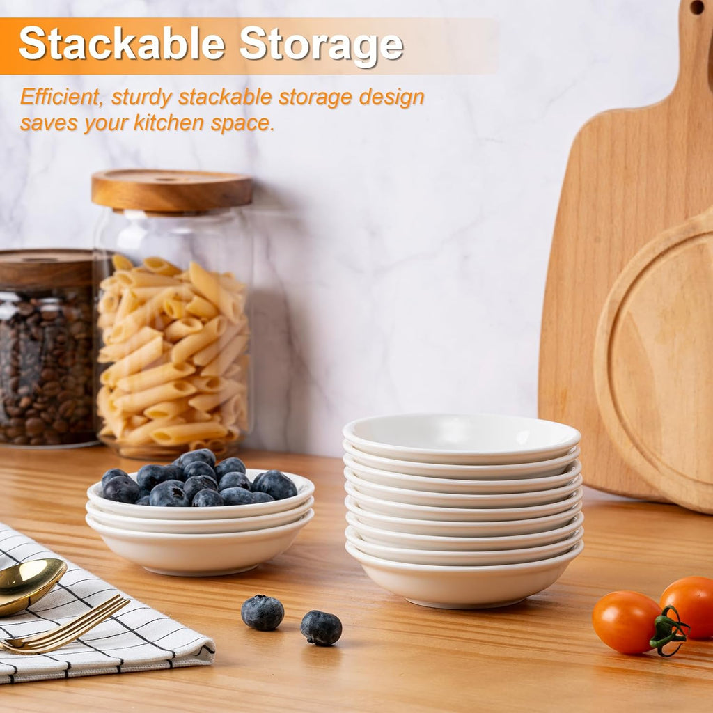 6 Pack Dipping Bowls, 3 OZ Small Ceramic Soy Sauce Dish, White