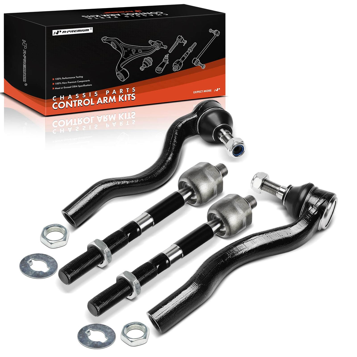 A-Premium Front Inner Outer Tie Rod End Kit Fix Uneven Tire Wear