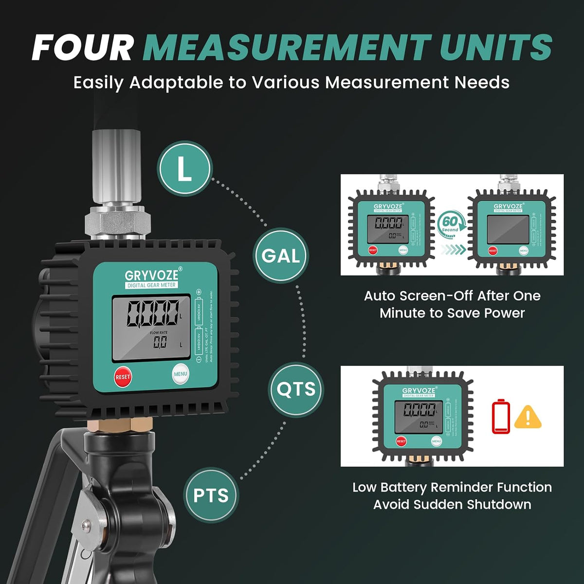 Digital Oil Control Valve Flow Meter Nozzle with 1/2" NPT Inlet