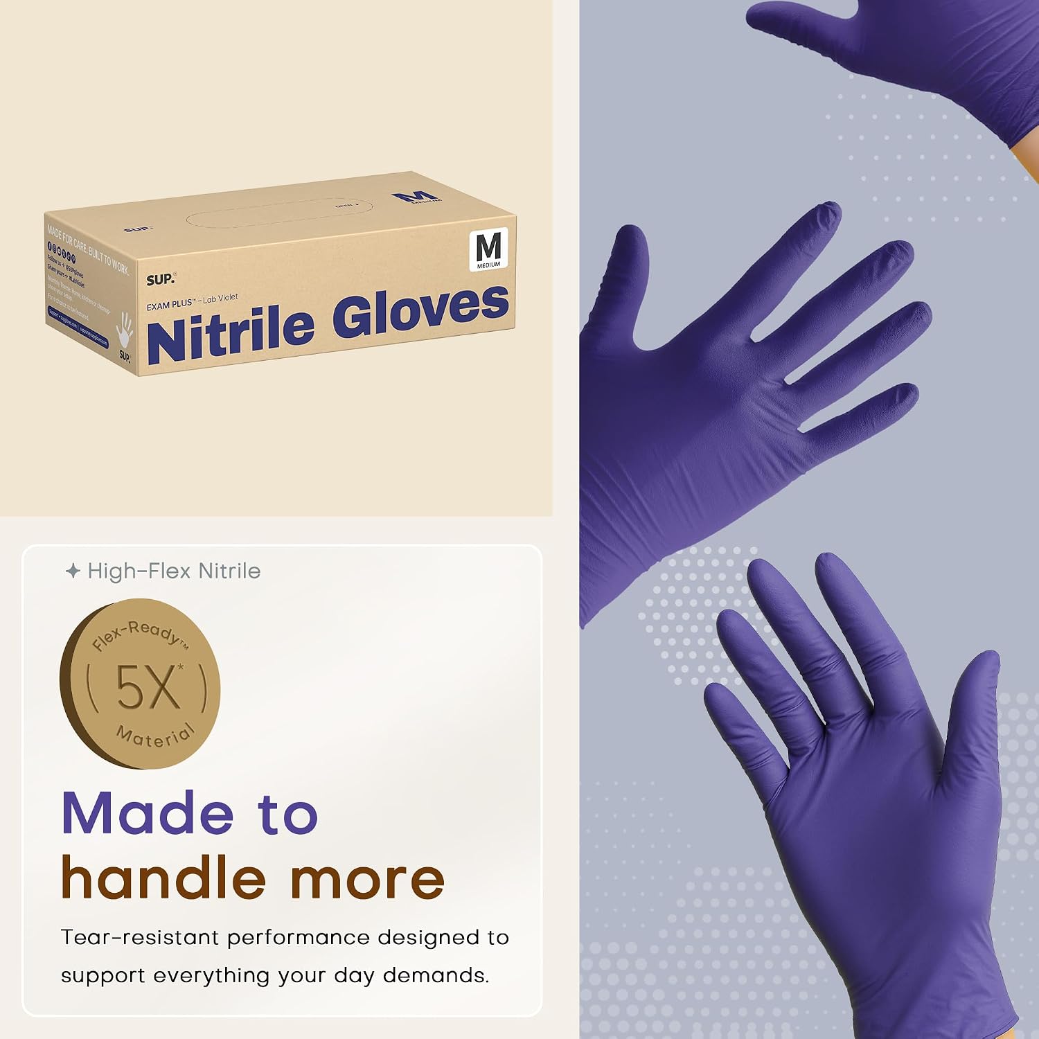 Powder-Free Nitrile Exam Gloves, 100/1000 Ct Food Safe Latex-Free Medical Cooking Cleaning Disposable Glove, Blue Violet