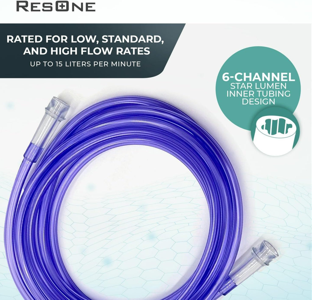 50Ft Oxygen Supply Tubing, Crush Resistant, Standard Connectors for Nasal Cannulas, Cannula Nasal Tubing, Oxygen
