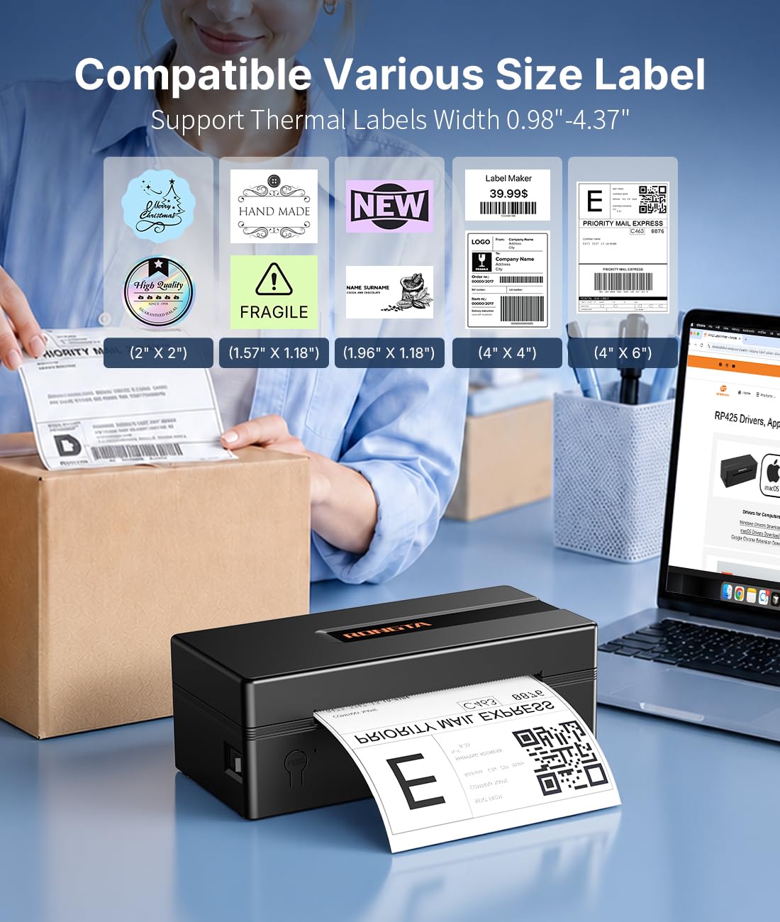 Bluetooth Thermal Shipping Label Printer for Small Business