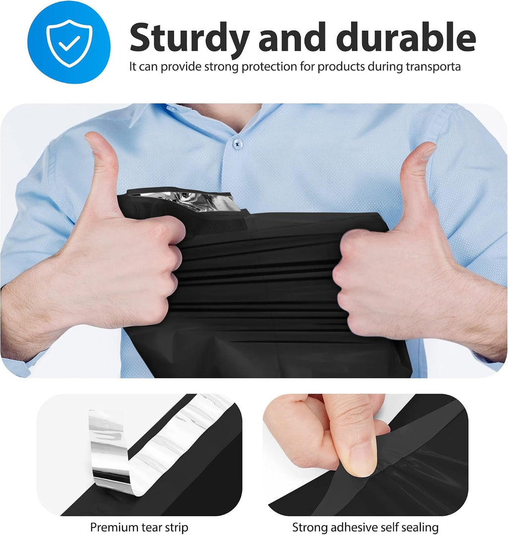 12x15.5" 1000pcs Bulk Poly Mailers Shipping bags for Clothing Black